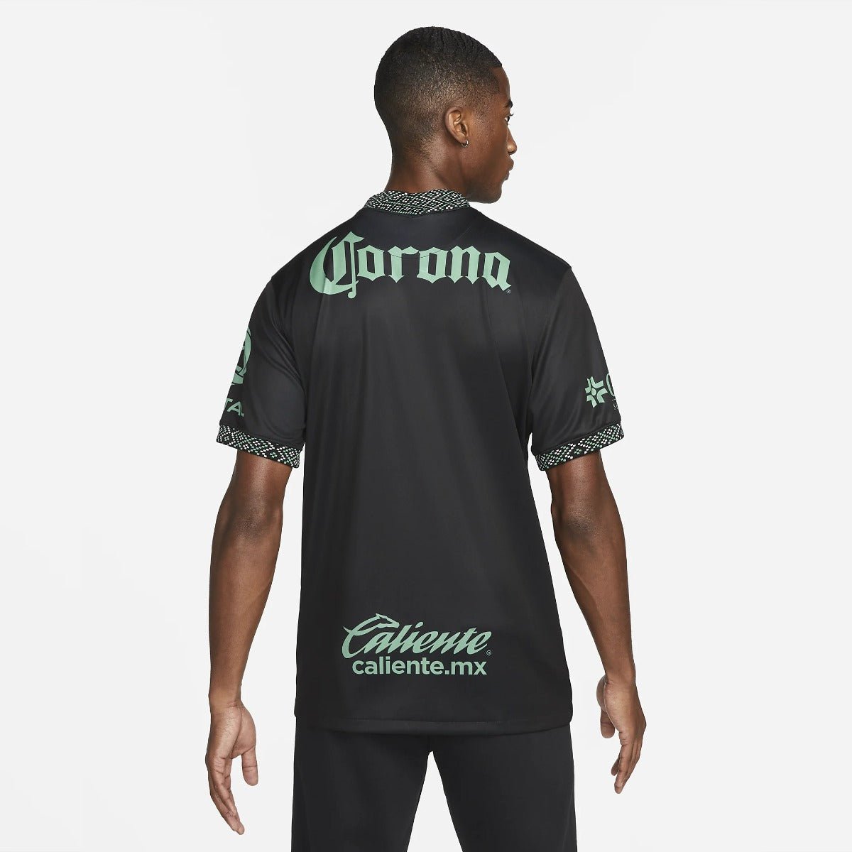 Nike 2021-22 Club America Stadium Third Jersey - Black-Healing Jade (Model - Back)