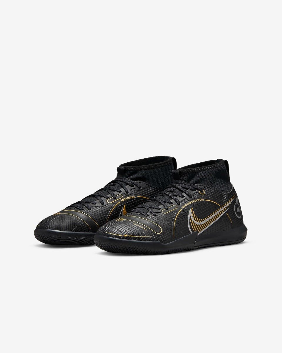 Nike Junior Superfly 8 Academy Indoor - Black-Silver-Gold