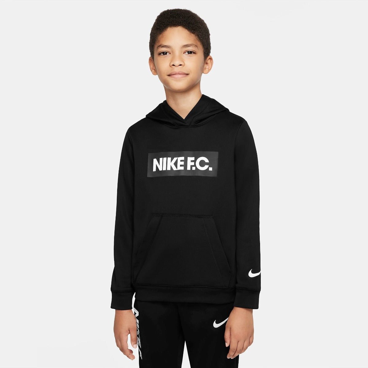 Nike Youth DF FC Libero Hoodie - Black-White (Model - Front)