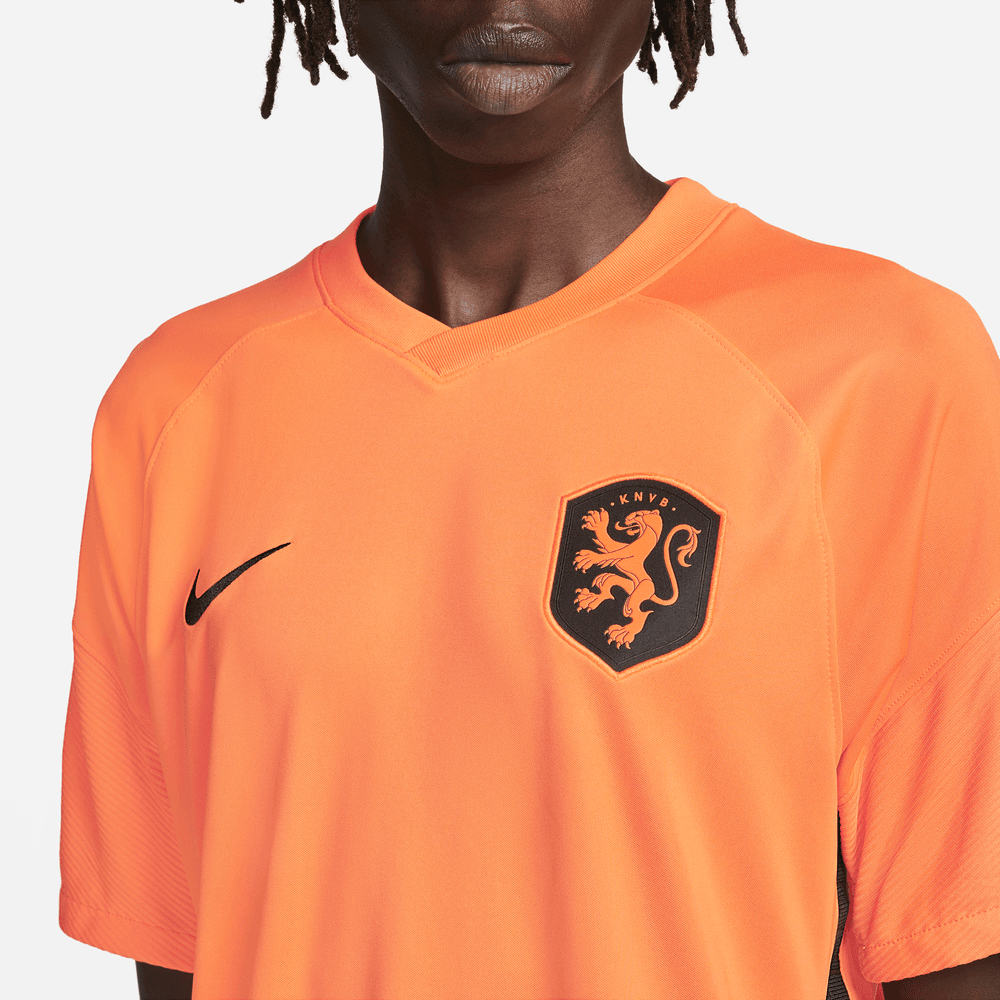 Nike Netherlands Women's EC22 (Men's Cut) Home Jersey - Total Orange-Black (Detail 1)