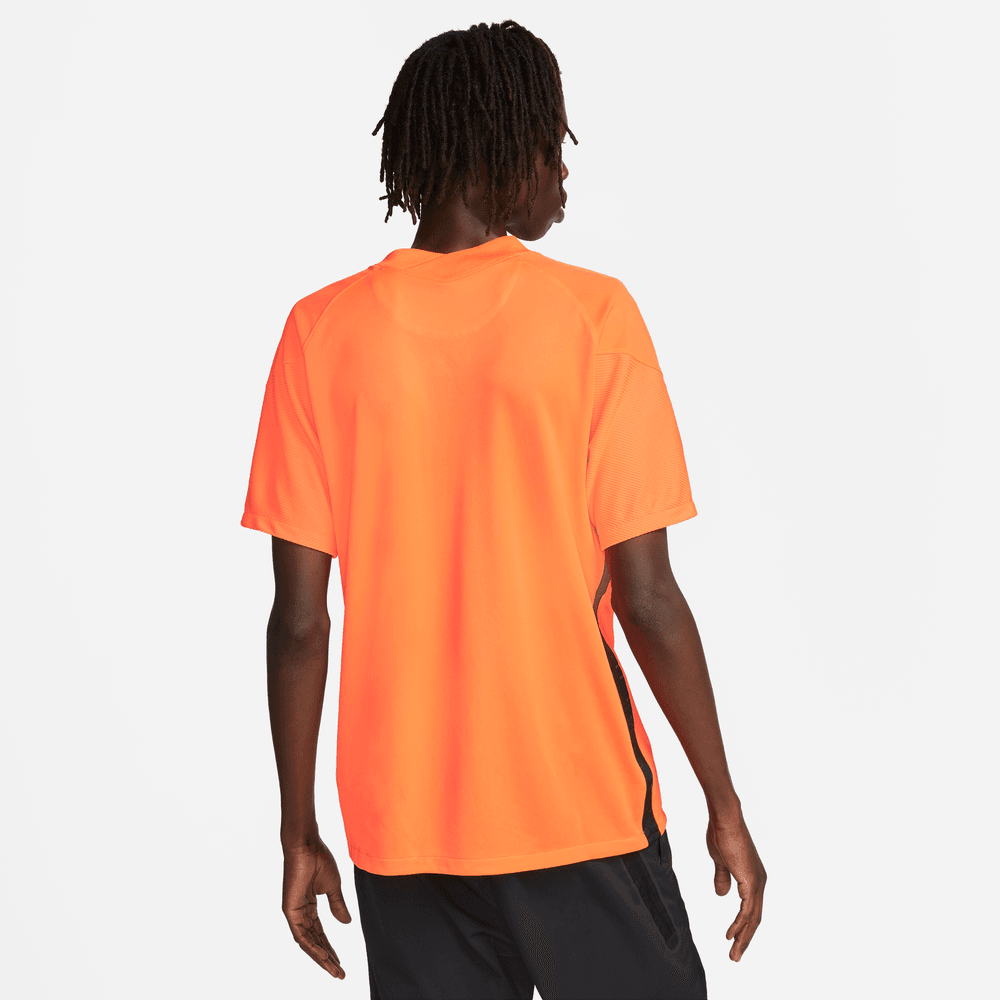 Nike Netherlands Women's EC22 (Men's Cut) Home Jersey - Total Orange-Black (Model - Back)