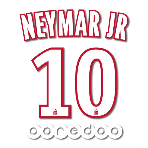 PSG 2016/17 Home Neymar JR #10 Jersey Name Set