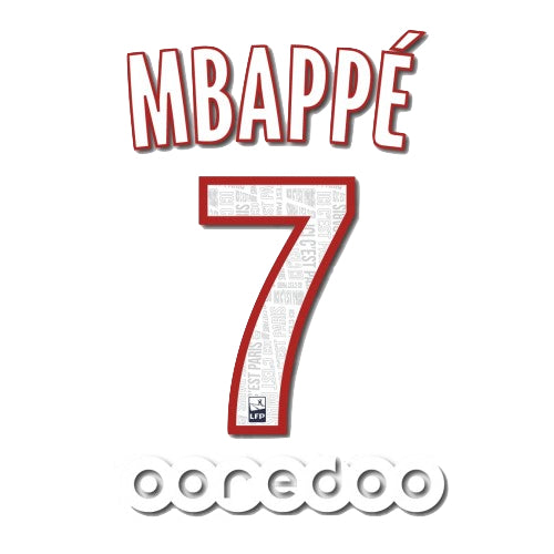 PSG 2019/20 Home Mbappe #7 Youth Jersey Name Set