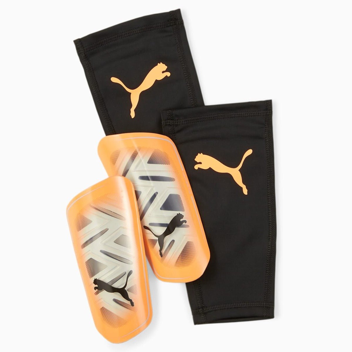 Puma Ultra Flex Sleeve Shin Guard - Neon Citrus-Diamond Silver (Set)
