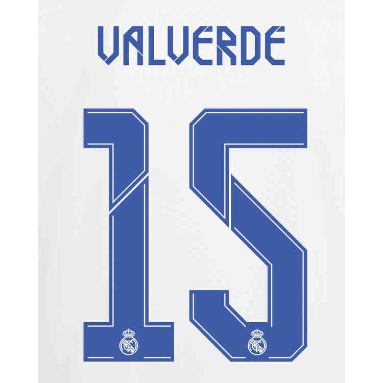 Real Madrid 2021/22 Home Valverde #15 Jersey Name Set