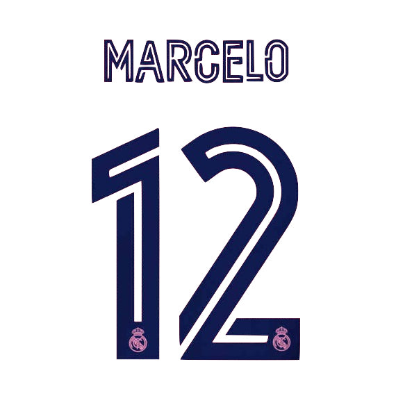 Real Madrid 2020/21 Away Marcelo #12 Jersey Name Set