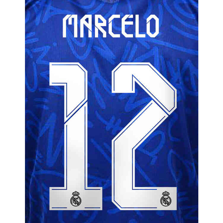 Real Madrid 2021/22 Away/Third Marcelo #12 Jersey Name Set