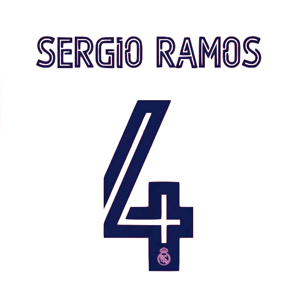 Real Madrid 2020/21 Away Sergio Ramos #4 Jersey Name Set