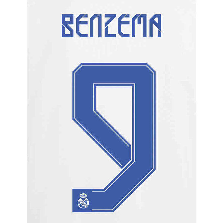 Real Madrid 2021/22 Home Benzema #9 Jersey Name Set (Main)