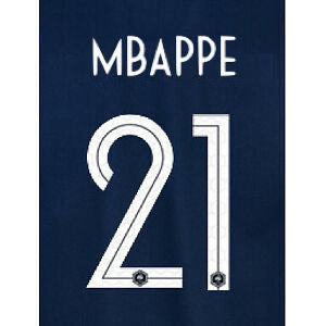 France 2018 Youth Home Mbappe #21 Jersey Name Set (Main)
