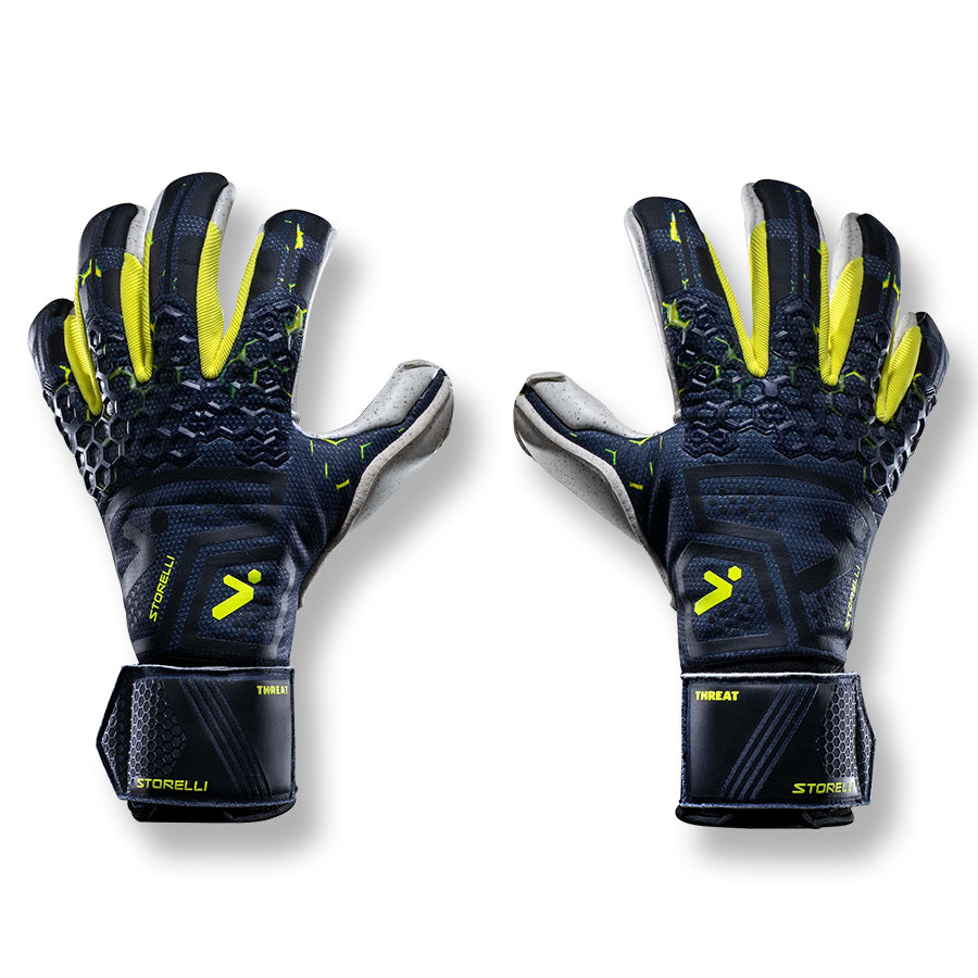 Storelli Silencer Threat Goalkeeper Gloves - Black-Yellow (Front)