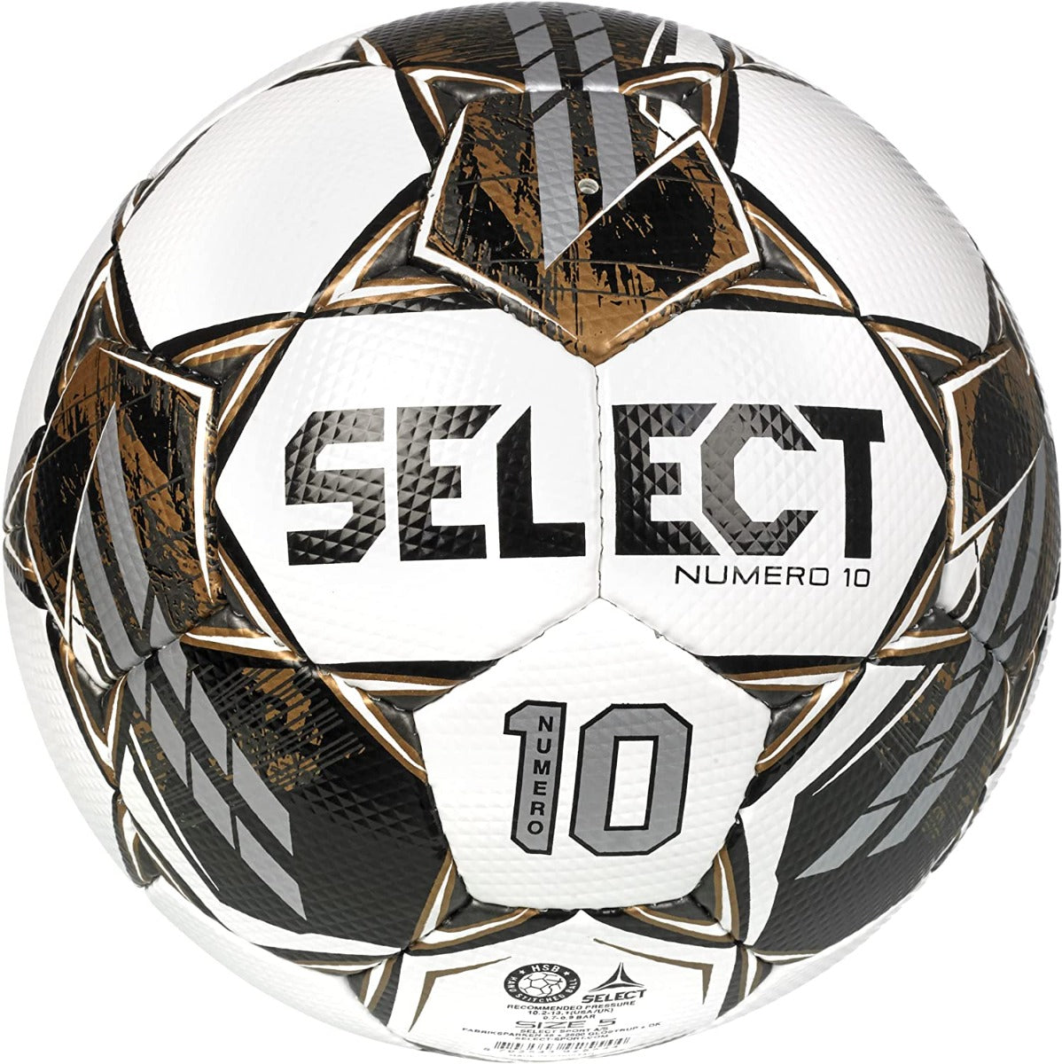 Select Numero 10 NFHS Fifa Basic -White-Black-Gold (Front)