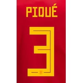 Spain 2018 Pique Home #3 Jersey Name Set