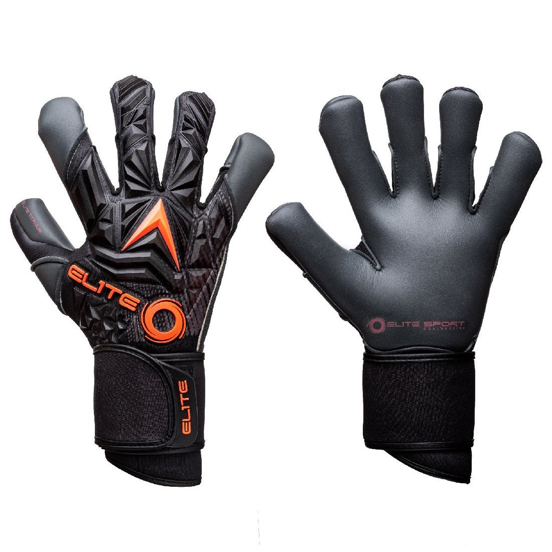 Elite Sport Titanium Orange Goalkeeper Gloves - Black-Orange (Pair)