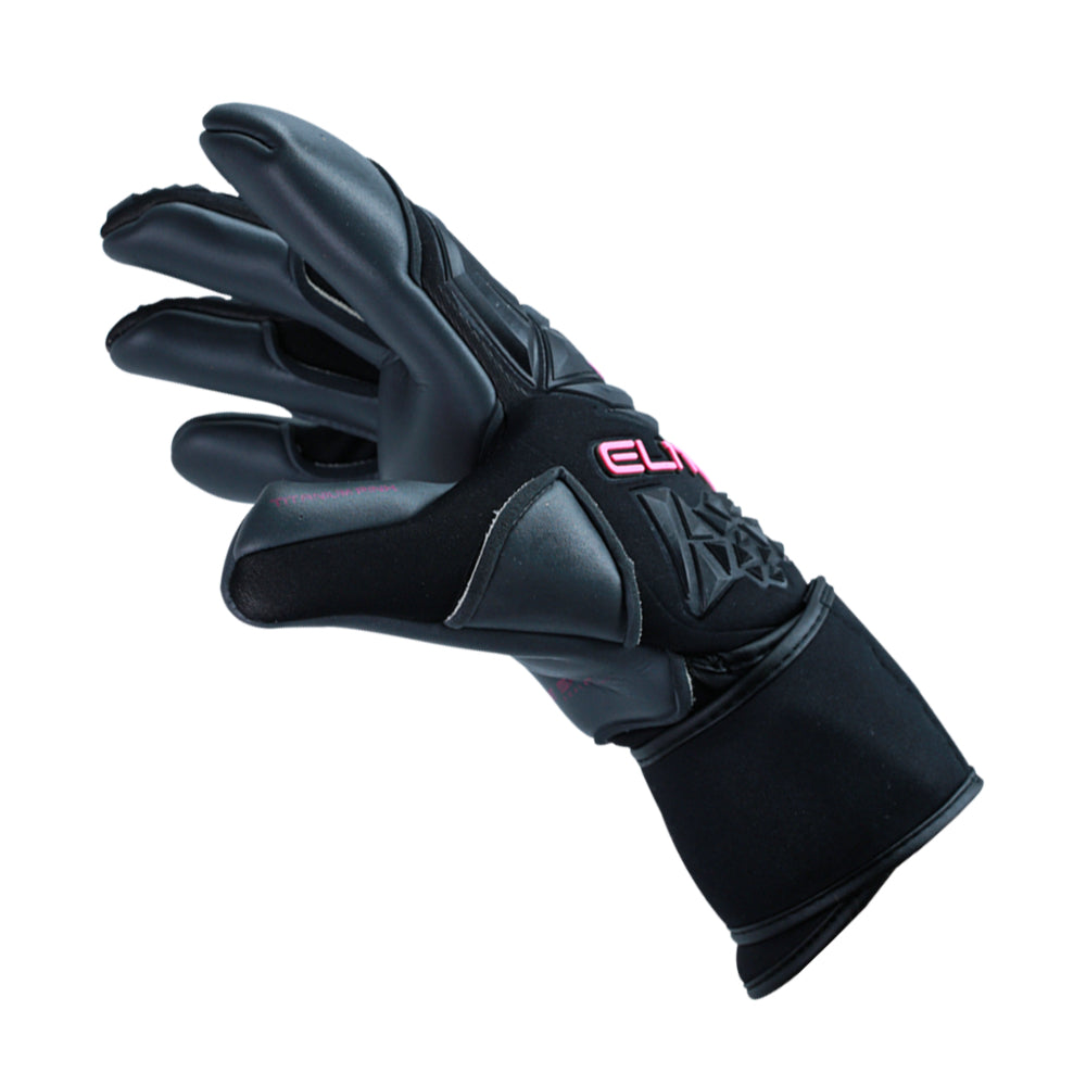Elite Sport Titanium Pink Goalkeeper Gloves - Black-Pink (Side 1)