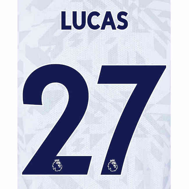 Tottenham 2019/22 Home Lucas #27 Jersey Name Set