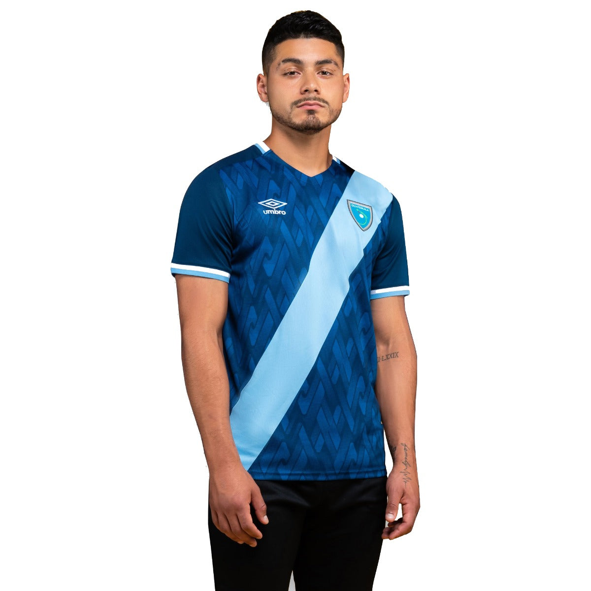 Umbro 2021-22 Guatemala Away Jersey - Navy-Sky Blue (Model - Front)